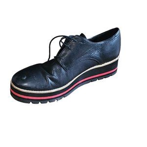 Eileen Fisher Black Leather Eddy Oxford Lace Up Platform Shoes Size 9.5